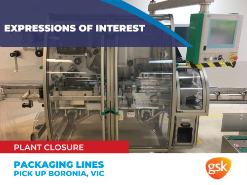 GSK Pharmaceutical Manufacturing Plant Closure *Offers Invited* Stage 3, Complete Packaging Lines