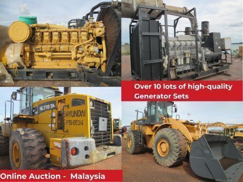 "9 Caterpillar & 2 Daejon Mitsubishi Gensets from 640kW to 1020kW, and 2 Hyundai Wheel Loader Shovels - Due to completion of major construction project." - Malaysia
