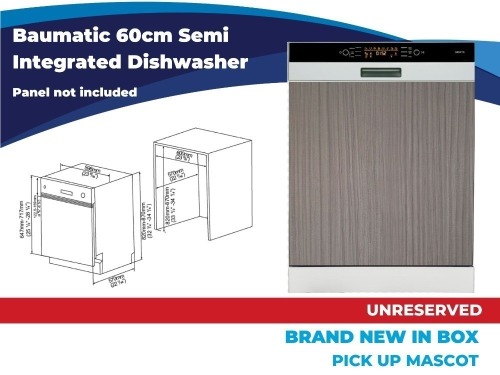 Baumatic 60cm Semi-Integrated Dishwasher Auction | Brand New in Box | Pick Up Mascot NSW
