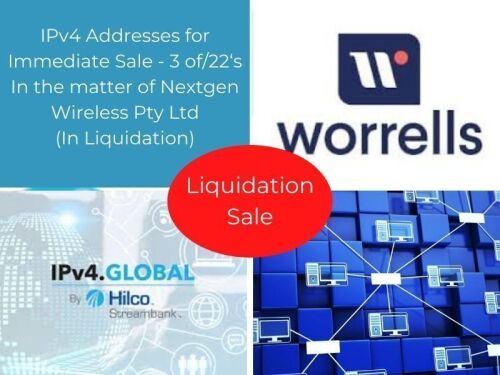 Urgent Private Treaty Sale Liquidation Sale - IPv4 Addresses for Immediate Sale – 3 of /22’s