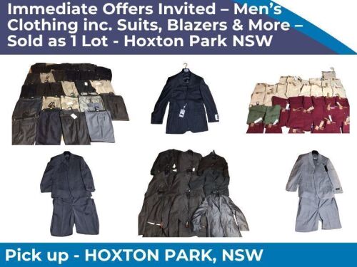 Immediate Offers Invited - $90K Men’s Clothing inc. Suits, Blazers & More – Sold as 1 Lot - Hoxton Park NSW