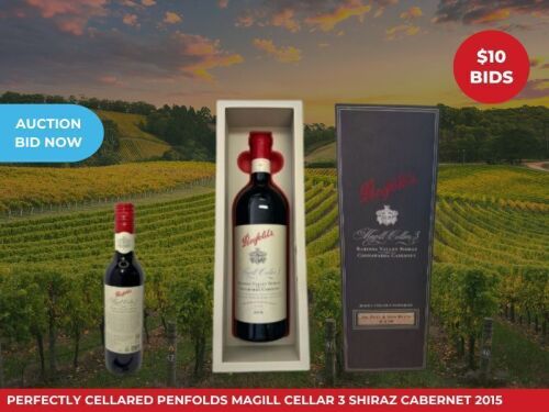 Perfectly Cellared RARE Penfolds Magill Cellar 3 Shiraz Cabernet 2015 Wines (750mL) Insurance Claim - Unreserved Auction | Sydney CBD Pick Up