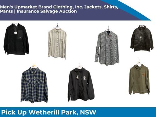 Men's Upmarket Brand Clothing Insurance Salvage Inc. Jackets, Shirts, Pants | Unreserved Sale | Pick Up Wetherill Park NSW