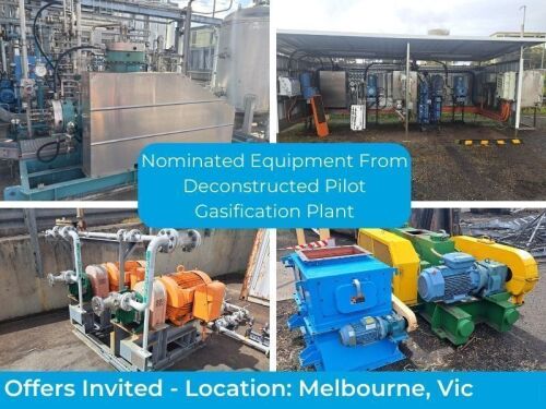 Offers Invited on Nominated Equipment from Deconstructed Pilot Gasification Plant including Ingersoll Rand Air Compressor, Coal Crusher, Hydrogen Compressor Analysing Equipment And More!