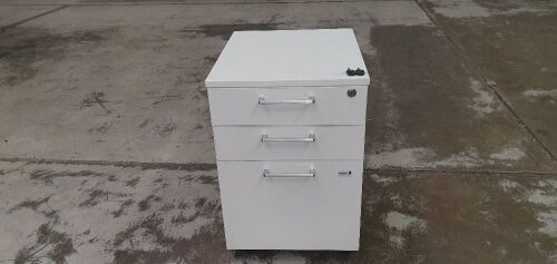 Office white side drawer with keys