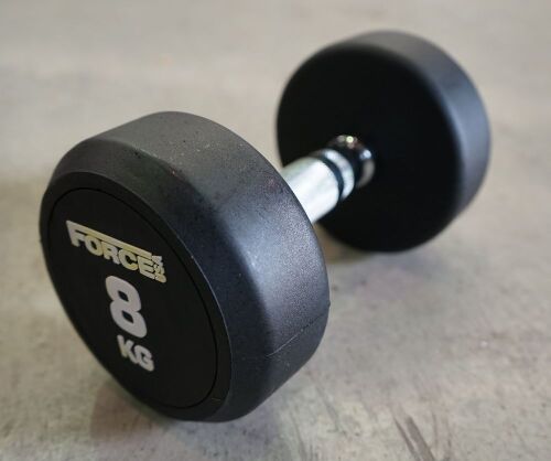DNL Force USA - Commercial Round Rubber Dumbbell - 8kg (Each, Not Pairs) - RRP $44