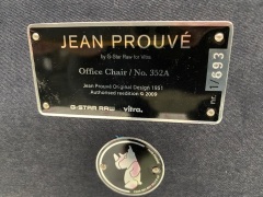 Jean Prouvé Limited Edition Leather Steering Chair by G-Star (Grey leather on brown frame) No. 352A - 4