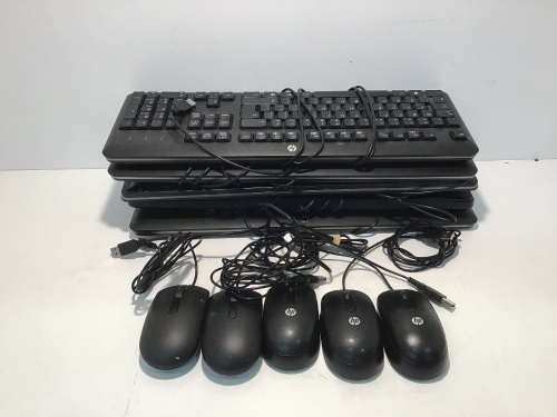 HP Keyboards x5 with HP Mouses x3 and DELL Mouses x2