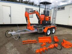 NEW - 2020 KOBOLT KX10 MINI EXCAVATOR PACKAGE WITH ATTACHMENTS & TRAILER
