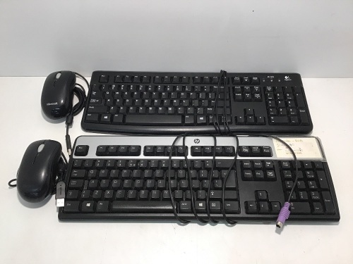 Logitech K120 Keyboard x1 HP Keyboard x1 Microsoft Mouses x2