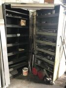 Qty. 2 steel shelf units and contents including steel off cuts - 3