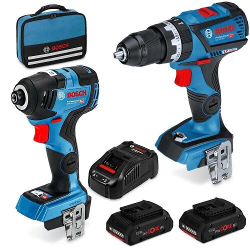 BOSCH 18V BRUSHLESS 2 PIECE 2 X 4.0AH COMBO KIT 0615990L25