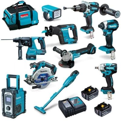 Makita, COMBO KIT 18V 10PC 2X5.0AH B, Model: DLX1010T