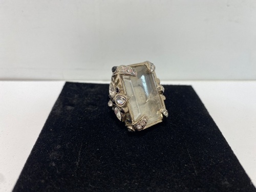 Roberto Cavalli - Silver Ring w/Crystal Stone Size 12 - OPG375 AM002