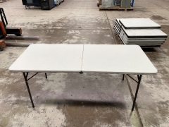 Flat Fold Table in White Melamine on black steel legs (1820x760x730) - 3