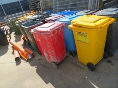 Quantity of 30 Wheelie Bins, 240 Litre, some with Emergency Spill Response, others for Rubbish