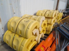 Quantity of 28 Yellow Plastic Bollard Protector Halves on Pallet - 2