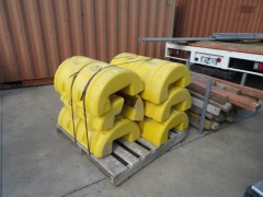 Quantity of 28 Yellow Plastic Bollard Protector Halves on Pallet - 3