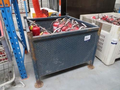 Checker Plate Bin with Fire Extinguishers, 1000 x 1110 x 780mm H