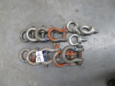 Quantity of 9 x D Shackles, 4 x 12 Ton, 5 x 13.5 Ton, 3 x Eye Bolts, 5.1 Ton