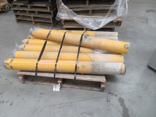 Quantity of 7 Steel Bollards with Aluminium Dome Caps, 165mm Dia x 1650mm L