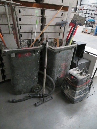 2 x Wheely Bins with Tools & Metabo Vac. Condition Unknown