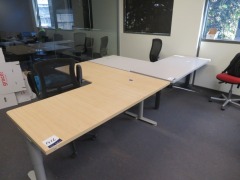 4 x L Shaped Desks, various sizes & colours & 4 x Office Chairs - 3