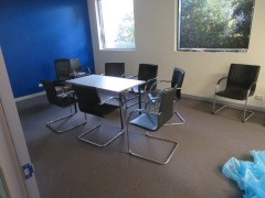 Contents of Meeting Room including Table & Cantilever Chairs x 9, Table 1500 x 900mm Folding Frame