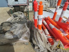 Quantity of 14 Safety Bollards & Bases. Poor Condition