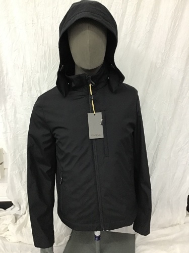 Canali Black - Men’s Zip Hood Black Jacket Size 48 (L)