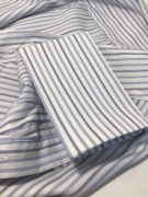 Canali Blue Stripe Double Cuff Long Sleeve Shirt Size 38 - 3