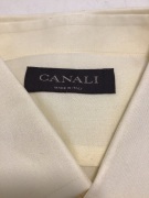Canali Cream (Yellow) Double Cuff Plain Business Shirt Long Sleeve Size 38 - 3