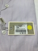 Canali Salmon Stripe White Collar & Cuff Long Sleeve Shirt Size: 38 - 2