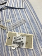 Canali Blue Double Cuff Thin Pin w/Bold Long Sleeve Shirt Size 39 - 3