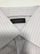 Canali light Grey Double Cuff Thin Mauve Stripe Size 40 - 2