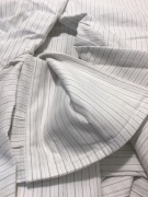 Canali Fine Black Pinstripe Light Cream/Grey Double Cuff Long Sleeve Shirt Size: 39 - 3