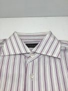 Canali Mauve Purple Stripe Double Cuff Long Sleeve Shirt Size 38 - 2