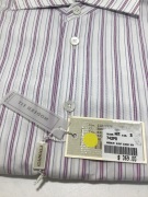 Canali Mauve Purple Stripe Double Cuff Long Sleeve Shirt Size 38 - 3