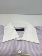Canali Pink Stripe White Collar / Cuff Long Sleeve Shirt Size 39 - 2