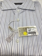 Canali Blue Striped Double Cuff Long Sleeve Shirt Size 40 - 3