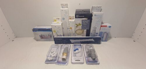 Mixed Carton of AquaPort Water Filters Replacement Westinghouse Bottle Stopper and Small Items Bin with AquaPort Spare Parts