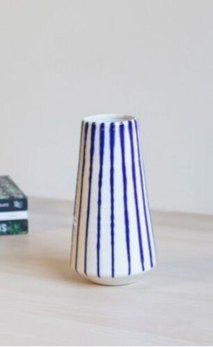 DNL - Carton of Large Blue Striped Vases
