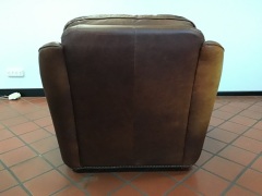 Calia Leather Brown Chair with Wooden Legs - 3