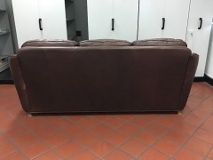Calia Leather Dark Brown Sofa with Wooden Legs - 3