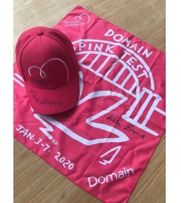 Ken Done signed Domain Test Bandana and McGrath Foundation Pink Cap