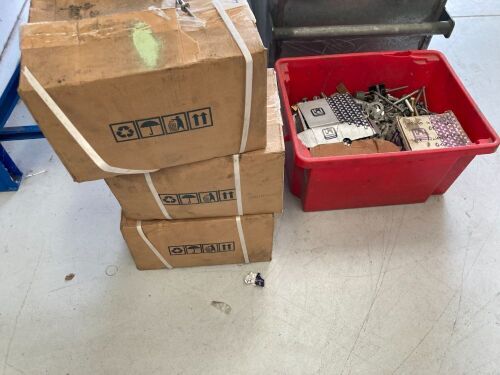 **UNRESERVED** Quantity of 3 x packets of pop rivets and 1 x box of assorted nuts and bolts