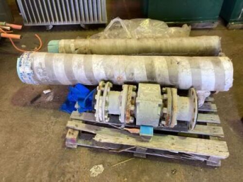 Pallet of 2 x part rolls of Garlock Blue Guard 3000 and 1 x flow meter