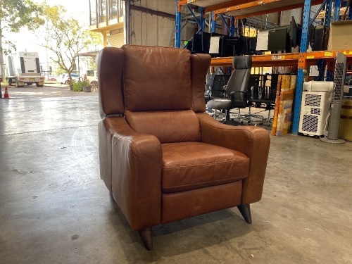 Leather Reclining Chair, 1 seater Brown Leather