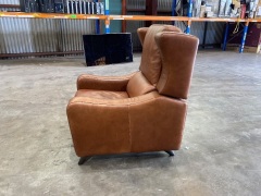 Leather Reclining Chair, 1 seater Brown Leather - 3