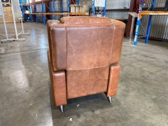 Leather Reclining Chair, 1 seater Brown Leather - 4